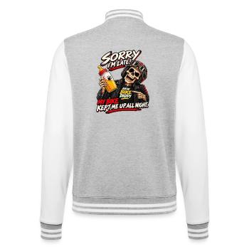 Tut mir leid, Papa eines neuen Motorrads. Biker-Humor - College-Sweatjacke - Grau meliert/Weiß - Hinten - Marisol (170cm)