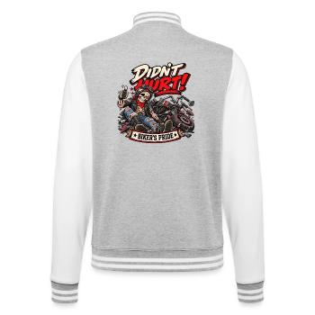 Nicht mal schlecht, Biker-Stolz. Biker-Humor - College-Sweatjacke - Grau meliert/Weiß - Hinten - Marisol (170cm)