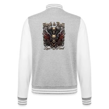 Rock & Roll Skull Flames  - College-Sweatjacke - Grau meliert/Weiß - Hinten - Marisol (170cm)