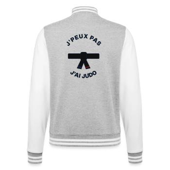 I Can't I Judo - Judoka Humor-Geschenk - College-Sweatjacke - Grau meliert/Weiß - Hinten - Marisol (170cm)