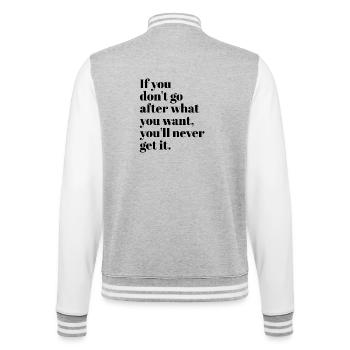 Folge dem, was du willst – motivierende Phrasen - College-Sweatjacke - Grau meliert/Weiß - Hinten - Marisol (170cm)