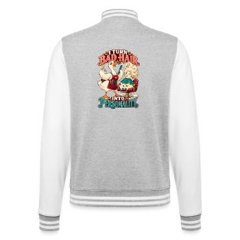  Friseurin I Turn Bad Hair Into Personality - College-Sweatjacke - Grau meliert/Weiß - Hinten - Marisol (170cm)