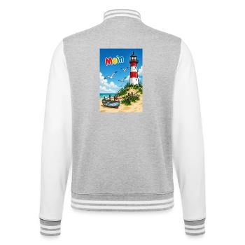 EG Moin Leuchtturm Urlaub Boot Meer Sand Maritim - College-Sweatjacke - Grau meliert/Weiß - Hinten - Marisol (170cm)