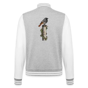 Hausrotschwanz – Der nächste Bus kann warten - College-Sweatjacke - Grau meliert/Weiß - Hinten - Marisol (170cm)