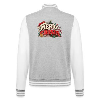 Merry Crisis – Lustiges Weihnachtsdesign - College-Sweatjacke - Grau meliert/Weiß - Hinten - Marisol (170cm)