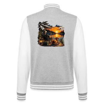 Fisherman's Sunset – Mensch und Hund - College-Sweatjacke - Grau meliert/Weiß - Hinten - Marisol (170cm)