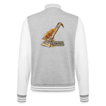 Stockmeißel und Geduld – Imkerei - College-Sweatjacke - Grau meliert/Weiß - Hinten - Marisol (170cm)