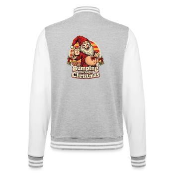 Christmas Wichtel mit Schwangerschaftsbauch - College-Sweatjacke - Grau meliert/Weiß - Hinten - Marisol (170cm)
