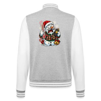 Christmas Schneemann Opa am Thermostat - College-Sweatjacke - Grau meliert/Weiß - Hinten - Marisol (170cm)