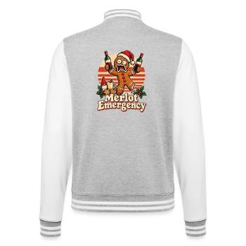 Christmas Lebkuchenmann Merlot Emergency - College-Sweatjacke - Grau meliert/Weiß - Hinten - Marisol (170cm)