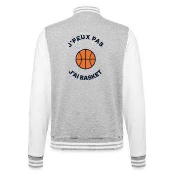 Ich kann keinen Basketball haben – Humor Basketballspieler-Geschenk - College-Sweatjacke - Grau meliert/Weiß - Hinten - Marisol (170cm)