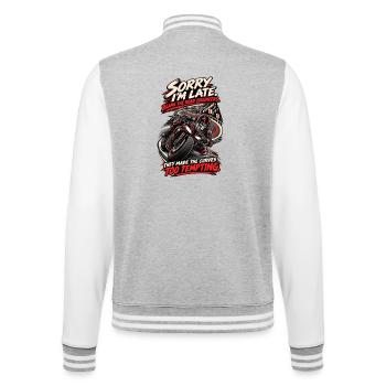 Gib den Straßeningenieuren die Schuld. Biker-Humor - College-Sweatjacke - Grau meliert/Weiß - Hinten - Marisol (170cm)
