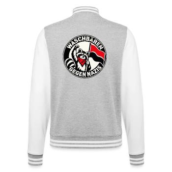 Waschbären gegen Nazis - Antifaschistische Aktion - College-Sweatjacke - Grau meliert/Weiß - Hinten - Marisol (170cm)