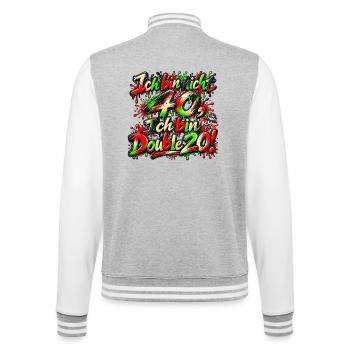 Ich_bin_nicht_40-_- - College-Sweatjacke - Grau meliert/Weiß - Hinten - Marisol (170cm)