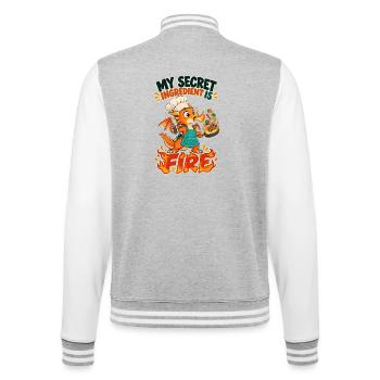 My Secret Ingredient Is Fire Drache Koch Feuer - College-Sweatjacke - Grau meliert/Weiß - Hinten - Marisol (170cm)