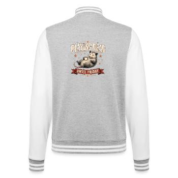 Playing Dead its Friday – Kaffee-Opossum  - College-Sweatjacke - Grau meliert/Weiß - Hinten - Marisol (170cm)