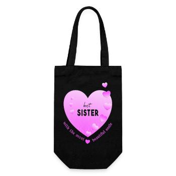 best sister - Geschenkbeutel für Flaschen - Schwarz - Vorne