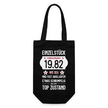 44. GEBURTSTAG 1982 EINZELSTÜCK PREISSCHILD - Geschenkbeutel für Flaschen - Schwarz - Vorne