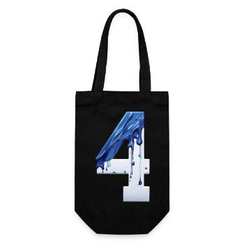 NR. 4 NUMMER 4 BLAU WEIß 4. GEBURTSTAG - Geschenkbeutel für Flaschen - Schwarz - Vorne
