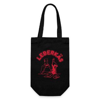 Leberkäs - Leberkäse Metzger - Geschenkbeutel für Flaschen - Schwarz - Vorne