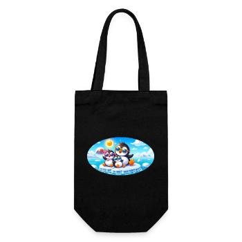 Lustige Pinguine - Geschenkbeutel für Flaschen - Schwarz - Vorne