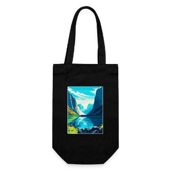 Die Fjorde Norwegen Vintage Reiseplakat Souvenir - Geschenkbeutel für Flaschen - Schwarz - Vorne