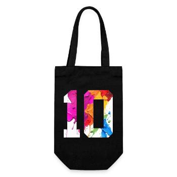FARBIG NUMMER 10 BUNT 10. GEBURTSTAG - Geschenkbeutel für Flaschen - Schwarz - Vorne
