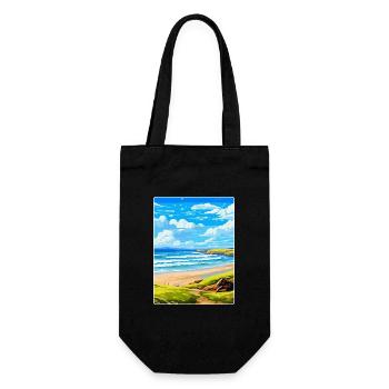 Constantine Bay Cornwall England Vereinigtes Königreich Reiseposter - Geschenkbeutel für Flaschen - Schwarz - Vorne