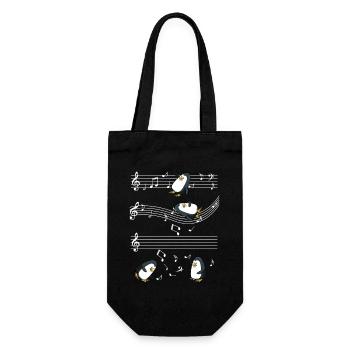 Musical penguins on music bar - Gift Bag for Bottles - black - Front