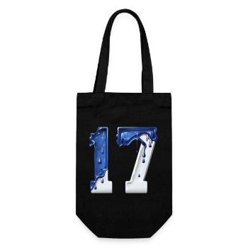 NR. 17 NUMMER 17 BLAU WEIß 17. GEBURTSTAG - Geschenkbeutel für Flaschen - Schwarz - Vorne