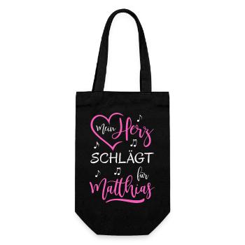 Mein Herz schlägt für Matthias - Geschenkbeutel für Flaschen - Schwarz - Vorne