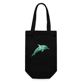 Delfin Delphin - Geschenkbeutel für Flaschen - Schwarz - Vorne