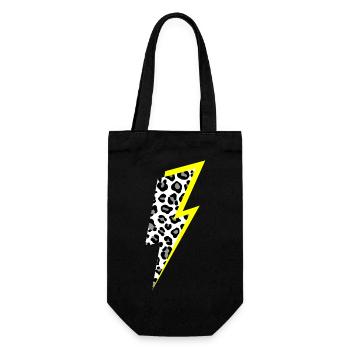 Blitz Leoparden Muster mit Neon-Gelben Schatten - Geschenkbeutel für Flaschen - Schwarz - Vorne