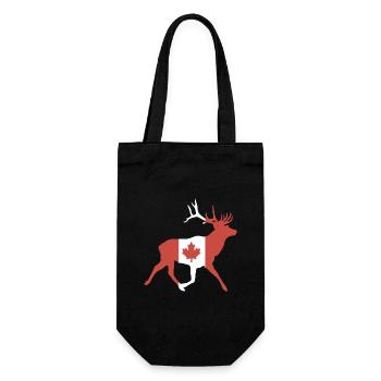 Deer with Canadian flag - Gift Bag for Bottles - black - Front