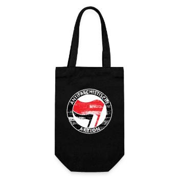 Antifa Logo, Gegen Rechts, Demo, Protest, Punk - Geschenkbeutel für Flaschen - Schwarz - Vorne