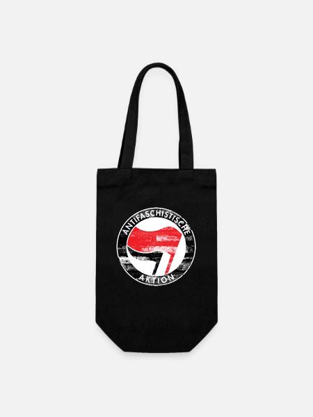 Antifa Logo, Gegen Rechts, Demo, Protest, Punk - Geschenkbeutel für Flaschen - Schwarz