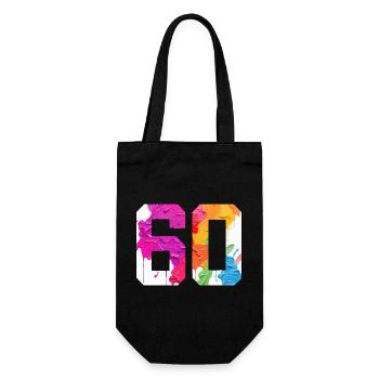 FARBIG NUMMER 60 BUNT 60. GEBURTSTAG - Geschenkbeutel für Flaschen - Schwarz - Vorne