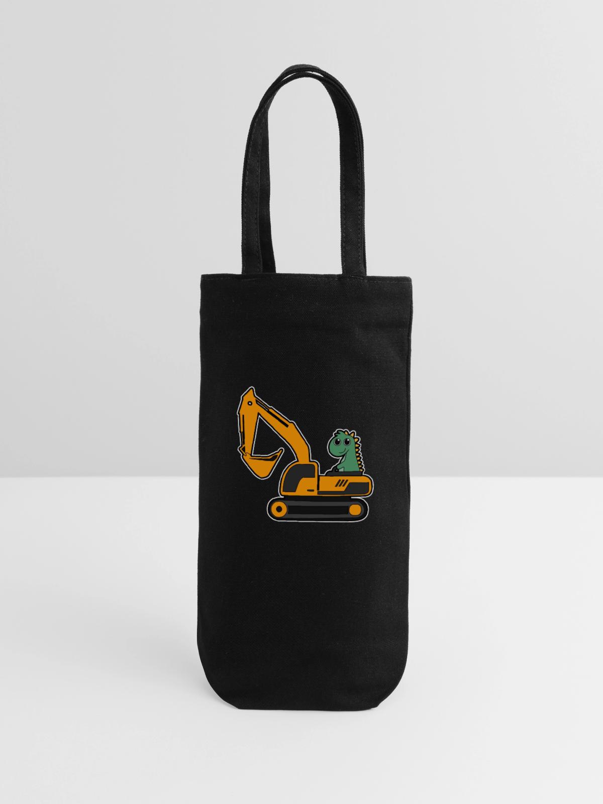 Dino Bagger - Geschenkbeutel für Flaschen - Schwarz - Vorne