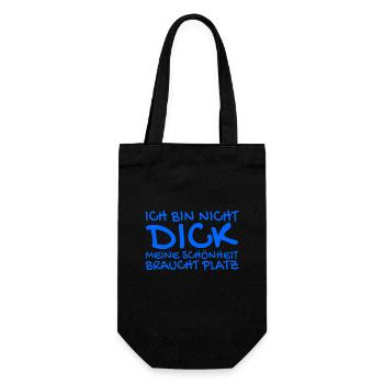 Ich bin nicht dick Spruch - Geschenkbeutel für Flaschen - Schwarz - Vorne