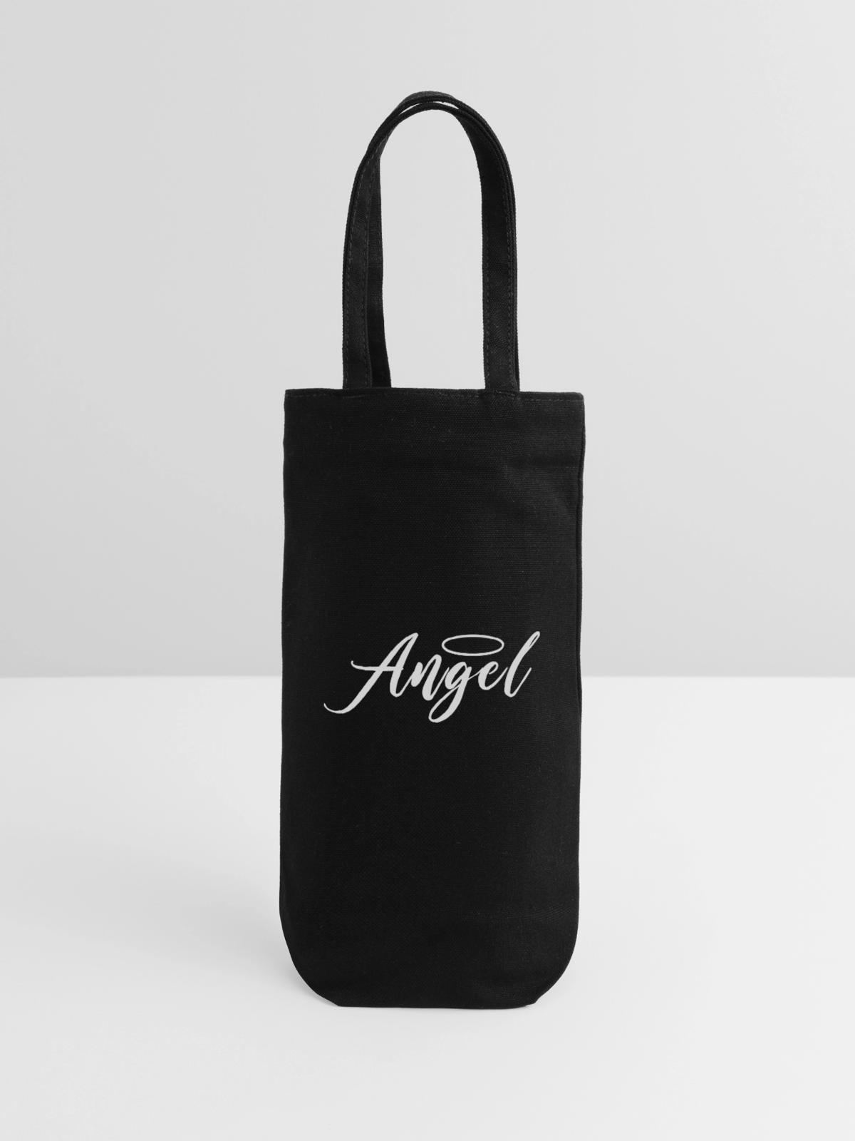 Engel Angel Engelchen Design - Geschenkbeutel für Flaschen - Schwarz - Vorne