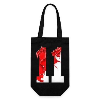 NR. 11 NUMMER 11 ROT WEIß 11. GEBURTSTAG - Geschenkbeutel für Flaschen - Schwarz - Vorne