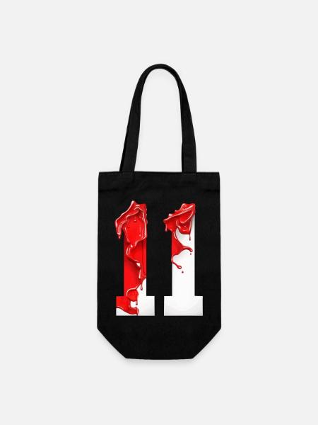 NR. 11 NUMMER 11 ROT WEIß 11. GEBURTSTAG - Geschenkbeutel für Flaschen - Schwarz