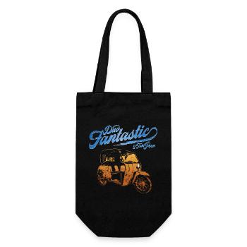 DDR Krause Duo Oldtimer Moped Dreirad - Geschenkbeutel für Flaschen - Schwarz - Vorne