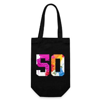FARBIG NUMMER 50 BUNT 50. GEBURTSTAG - Geschenkbeutel für Flaschen - Schwarz - Vorne