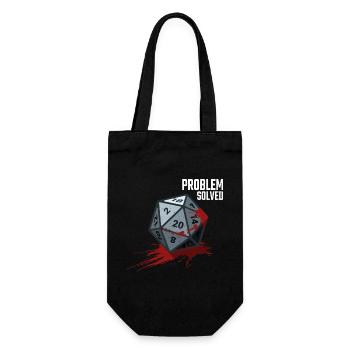 D20 Würfel - Problem solved - Geschenkbeutel für Flaschen - Schwarz - Vorne