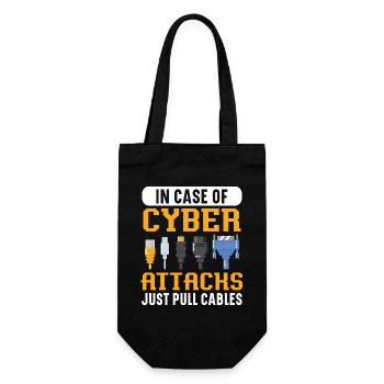In Case Of Cyber Attacks Just Pull Cables - Geschenkbeutel für Flaschen - Schwarz - Vorne