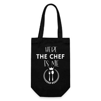 Kitchen apron here the chef us me - Gift Bag for Bottles - black - Front