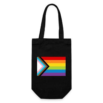 LGBT Pride Flag / Neue Regenbogen Progress Flagge - Geschenkbeutel für Flaschen - Schwarz - Vorne