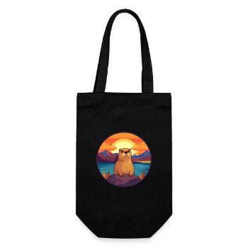Gopher Buntes Aquarell Cartoon Kawaii Tier - Geschenkbeutel für Flaschen - Schwarz - Vorne