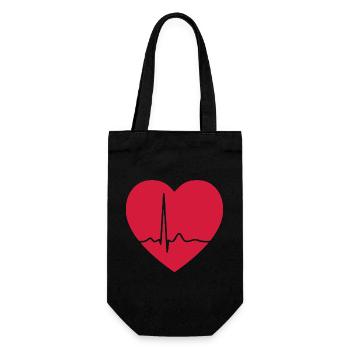 Herzschlag-EKG-Linie Medizinischer Pulswellen-Ikon-Vektor - Geschenkbeutel für Flaschen - Schwarz - Vorne